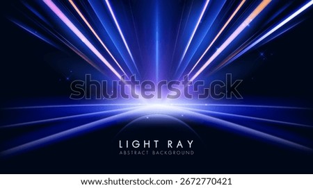 Abstract Blue light rays and glowing background, futuristic speed line, technology and space.