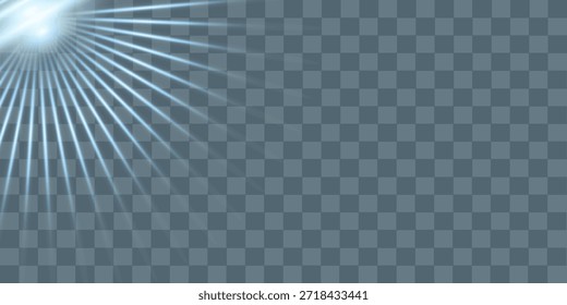 Abstractas efecto PNG de rayos de luz azul con brillo y destellos sobre fondo oscuro. Vector 10 EPS