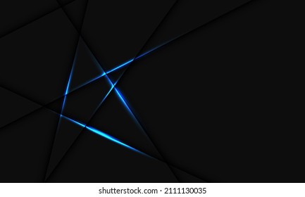 Abstraktes blaues Lichtschattenkreuz auf schwarz geometrischem Hintergrund mit Leerraum-Design, moderne futuristische Hintergrund, Vektorgrafik.
