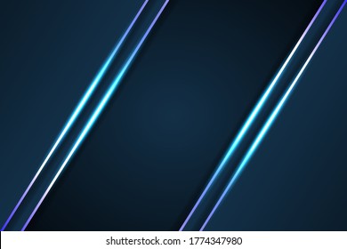 Abstract blue light shapes. Technology background with blue luminous lines and highlights.