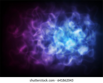 Abstract blue light and smoke background. Vector illustration.