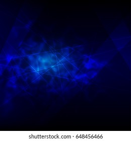 Abstract blue light and smoke on black background. Digital vector illustration wallpaper.