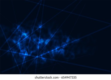 Abstract blue light and smoke on black background. Digital vector illustration wallpaper.