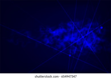 Abstract blue light and smoke on black background. Digital vector illustration wallpaper.