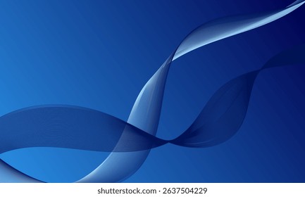abstract blue light smooth lines wave curves on soft gradient background