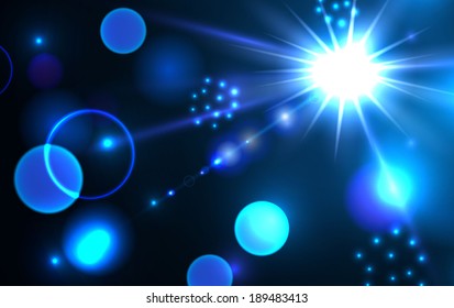 Abstract blue light space background. Vector illustration.