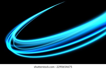 Abstract blue light speed curve motion on black design modern futuristic technology background vector illustration.