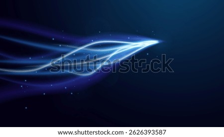 Abstract blue light streaks on dark background. Dynamic glowing lines for tech, speed, data, or network themes. Futuristic digital design.
