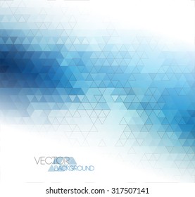 Abstract blue light template background with triangle pattern