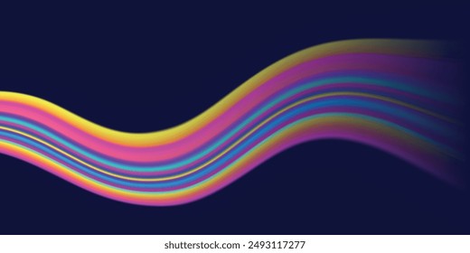 Abstract blue light trail in the dark, motion blur effect, modern rainbow colors.