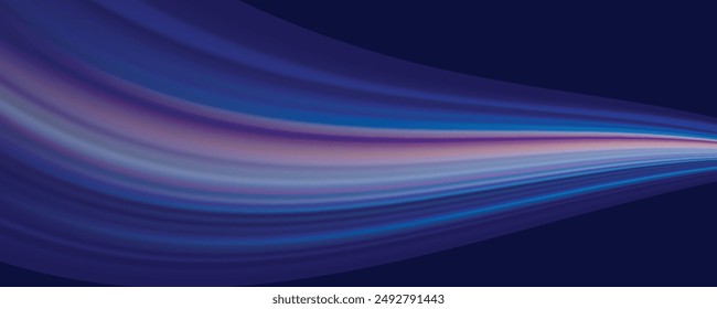 Abstract blue light trails in the dark, motion blur effect