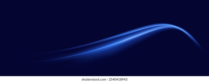 Abstract blue light trails motion gradient background, digital technology speed connect, cyber information, innovate future tech data, internet network connection light ray, Ai big data illustration