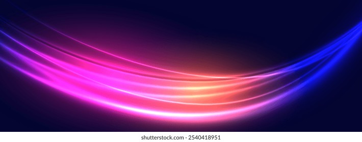 Abstract blue light trails motion gradient background, digital technology speed connect, cyber information, innovate future tech data, internet network connection light ray, Ai big data illustration