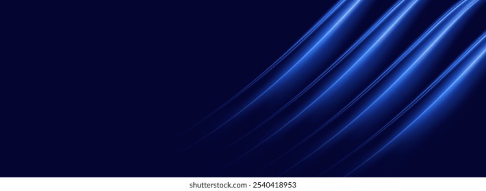 Abstract blue light trails motion gradient background, digital technology speed connect, cyber information, innovate future tech data, internet network connection light ray, Ai big data illustration