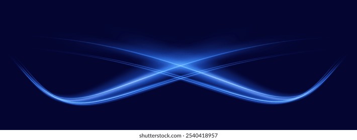 Abstract blue light trails motion gradient background, digital technology speed connect, cyber information, innovate future tech data, internet network connection light ray, Ai big data illustration