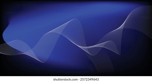 Abstract blue light trails in motion on a dark background  abstract smooth blue light streak wave background