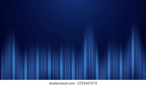 Abstrakte blaue helle vertikale Linien Hintergrund. Digitaler Datenfluss und Frequenztechnologiekonzept. Vektor eps10.