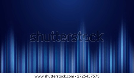 Abstract blue light vertical lines background. Digital data flow and frequency technology concept. Vector eps10.