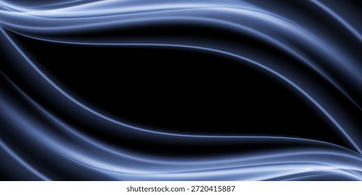 Abstractas onda de luz azul que fluye suavemente sobre un fondo oscuro, creando una composición visual elegante y moderna.