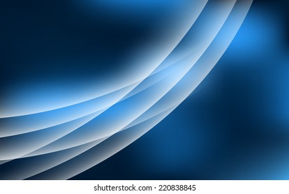Abstract Blue Light Waves Dark Sky Background Vector Illustration