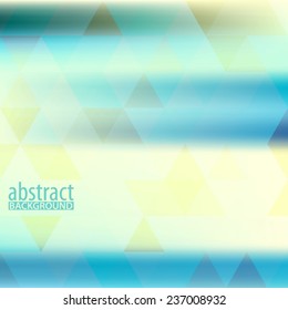 Abstract blue and light yellow blurred background with triangles. Vector