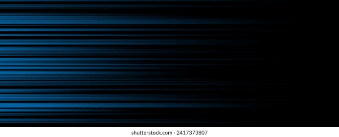Abstract blue lighting effect speed direction on a black background vector illustration.
