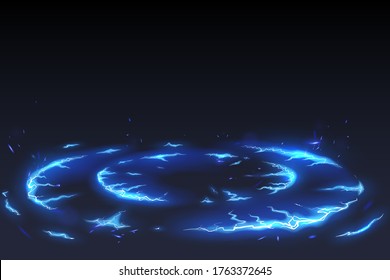 Abstract blue lightning circle background