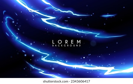 Abstract blue lightnings background with sparks