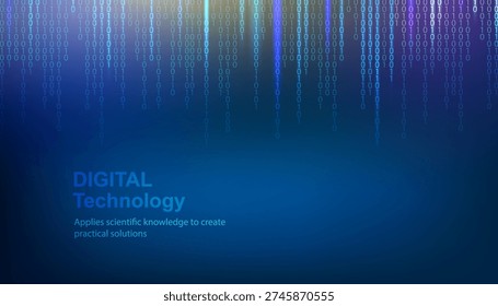 Abstract blue lights background with digital circuits. Vector illustration, contains transparencies, gradients and effects.