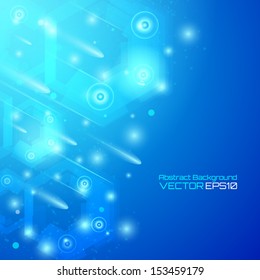 Abstract blue lights background with  stars and lights. Space for your text. Vector illustration. Stock vector