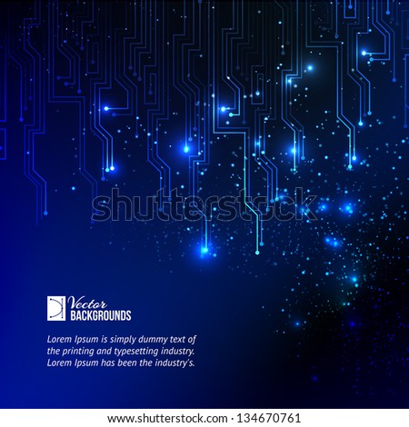 Abstract blue lights background. Vector illustration, contains transparencies, gradients and effects.