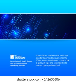Abstract blue lights banner. Vector Illustration.