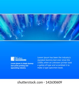 Abstract blue lights banner. Vector Illustration.