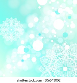 Abstract blue lights bokeh background,Bokeh Mandala Design
