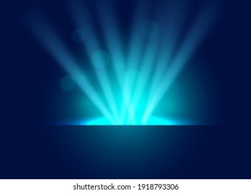 Abstract blue lights in dark background. Vector illustration