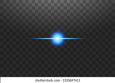 Abstract blue lights lines on transparent background vector illustration. A bright flash of light on the line