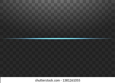 Abstract blue lights lines on transparent background vector illustration. A bright flash of light on the line
