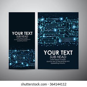 Abstract blue lights technology brochure business design template or roll up. Vector illustration.