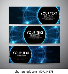 Abstract blue lights wave pattern technology background. Vector banners set background.