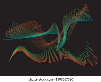 abstract blue line with aqua wave with cyan band 
