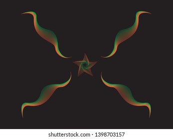 abstract blue line with aqua wave with cyan band isolated on black background