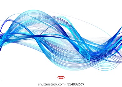 abstract blue line with aqua wave with cyan band isolated on white background. vector illustration