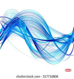 abstract blue line with aqua wave with cyan band isolated on white background. vector illustration