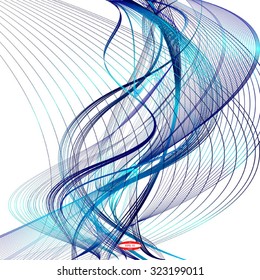 abstract blue line with aqua wave with cyan band isolated on white background. vector illustration