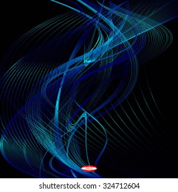 abstract blue line with aqua wave with cyan band isolated on black background. vector illustration