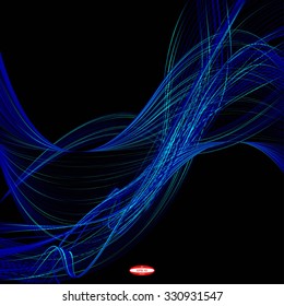 abstract blue line with aqua wave with cyan band isolated on black background. vector illustration