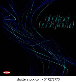 abstract blue line with aqua wave with cyan band isolated on black background. vector illustration
