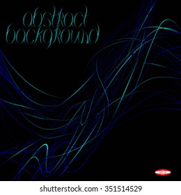 abstract blue line with aqua wave with cyan band isolated on black background. vector illustration