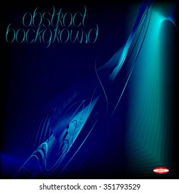 abstract blue line with aqua wave with cyan band isolated on black background. vector illustration
