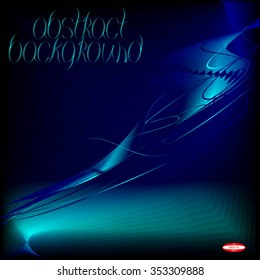 abstract blue line with aqua wave with cyan band isolated on black background. vector illustration
